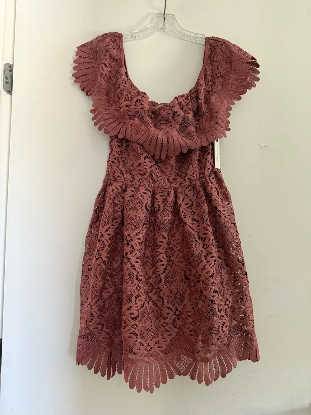 Lovers + Friends Dream Vacay Lace Crochet Off Shoulder Dress Small NWT